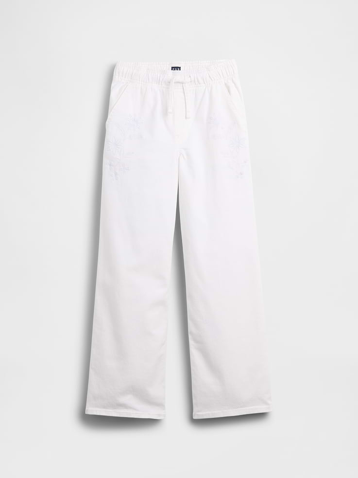 Image number 1 showing, Kids Mid Rise Pull-On Wide-Leg Jeans