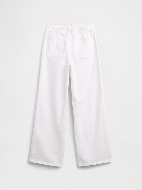 Kids Mid Rise Pull-On Wide-Leg Jeans