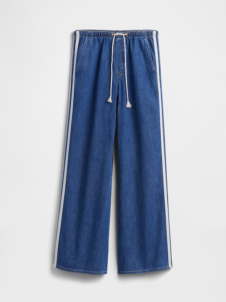 Image 7 of 7, Mid Rise Soft Pull-On Wide-Leg Jeans