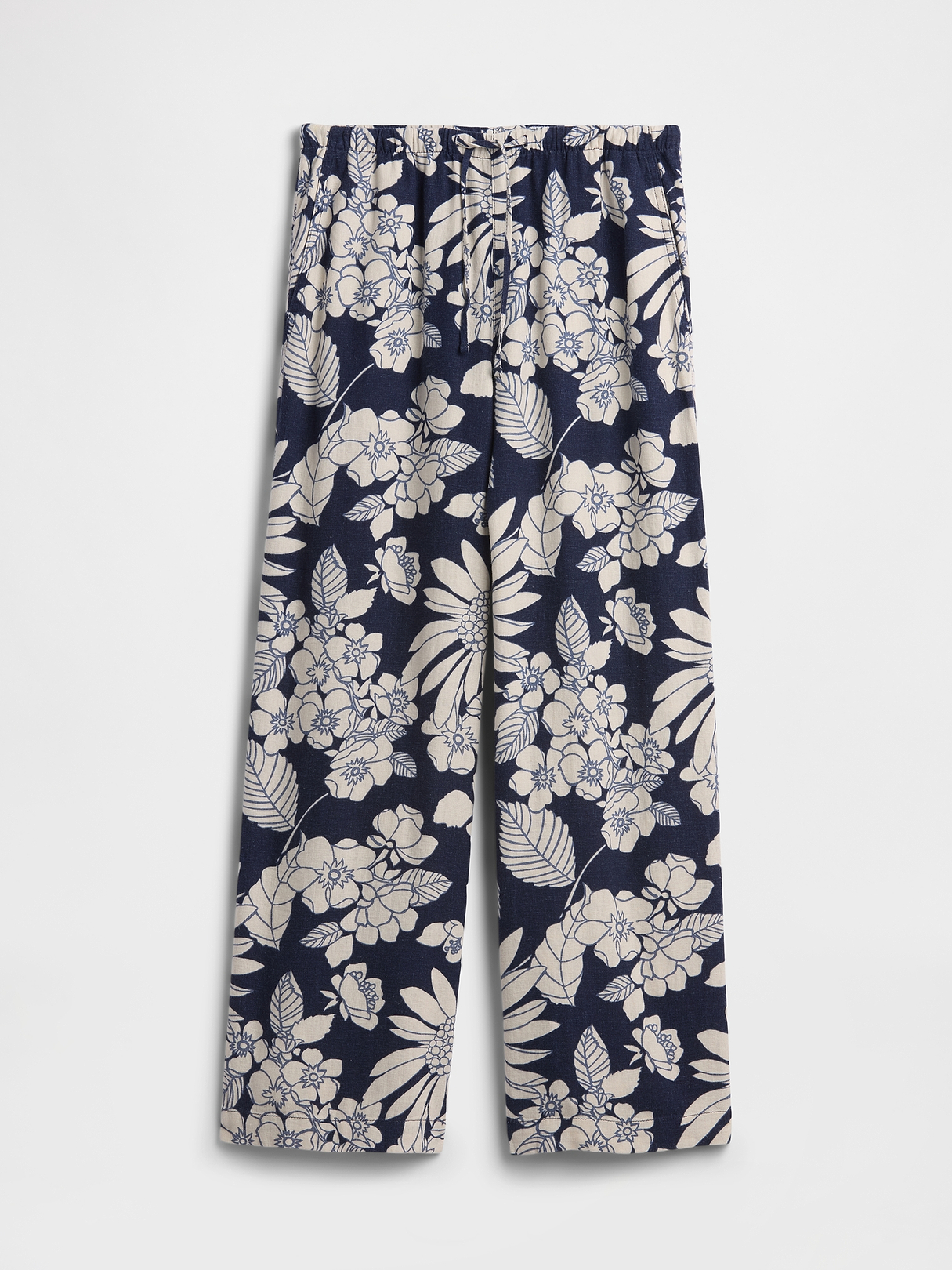 Mid Rise Pull-On Wide-Leg Linen-Blend Pants | Gap Factory