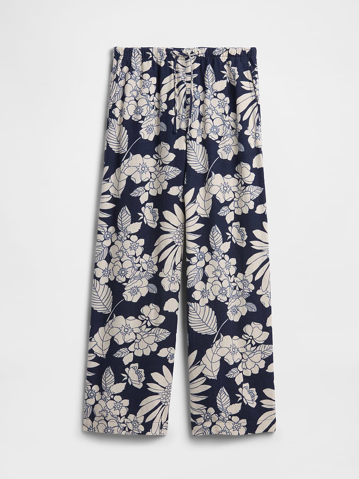 Image number 7 showing, Mid Rise Pull-On Wide-Leg Linen-Blend Pants