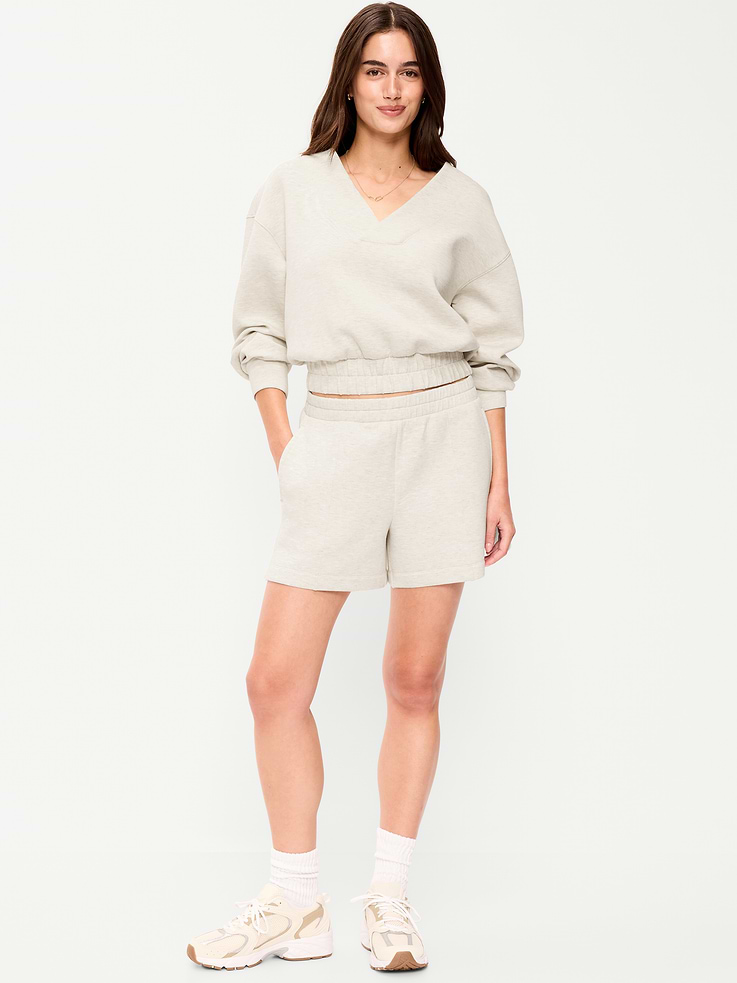 Image number 1 showing, High-Waisted Bounce Fleece Shorts -- 5-inch inseam