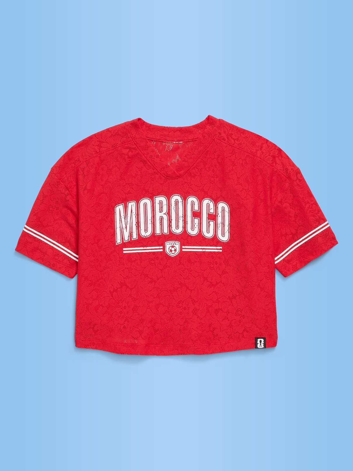 Image number 1 showing, FIFA World Cup 26™ Morocco Boxy Lace V-Neck T-Shirt for Girls