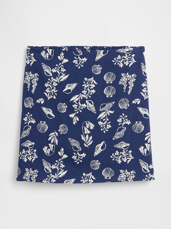 Linen-Blend Pull-On Mini Skirt