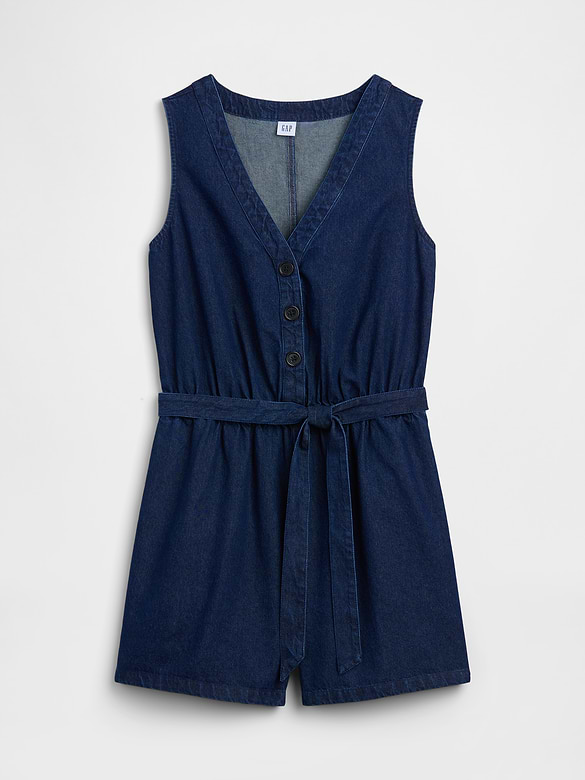 Denim Button-Front Romper