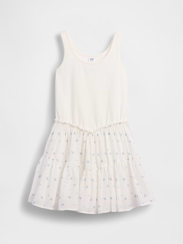 Kids Mixed Media Tiered Tank Dress
