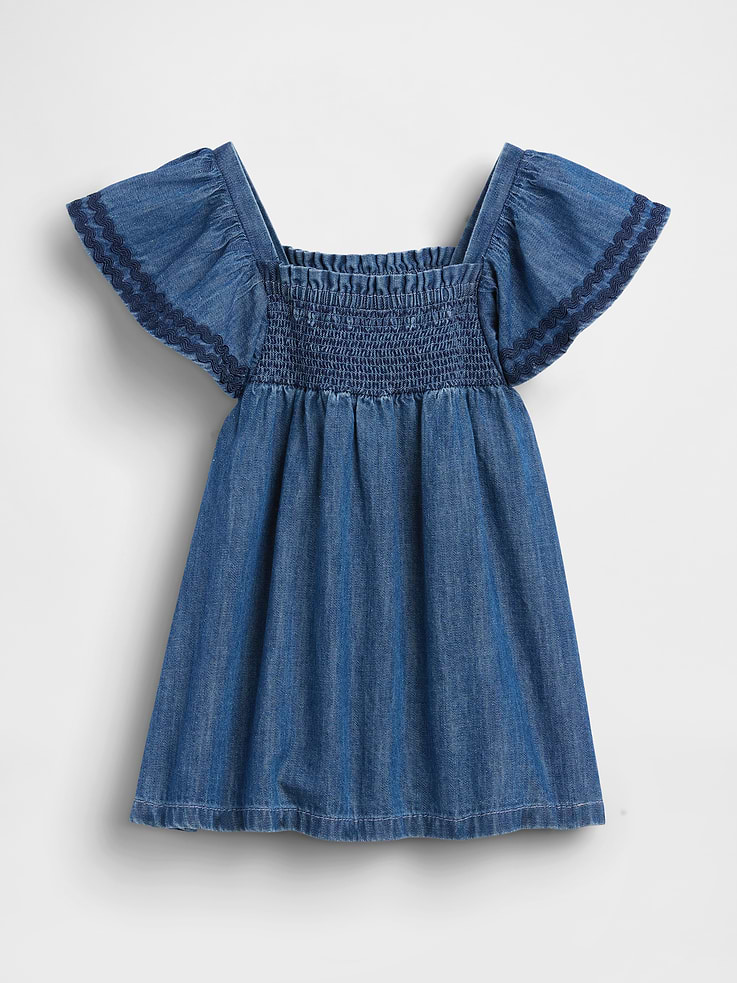 Image number 2 showing, Baby Smocked Denim Dress