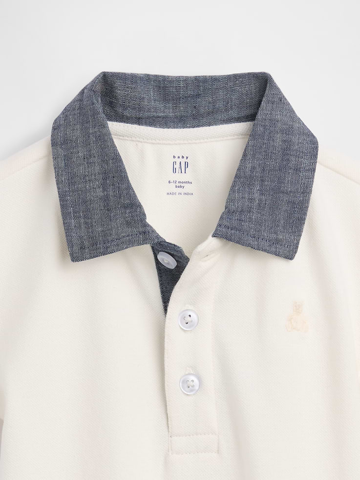 Image number 3 showing, Baby Pique Polo Shorty One-Piece