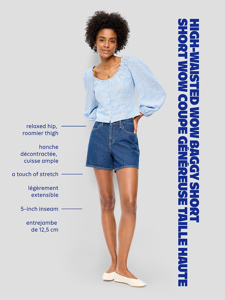 Image 9 of 9, High-Waisted Wow Baggy Jean Shorts -- 5-inch inseam
