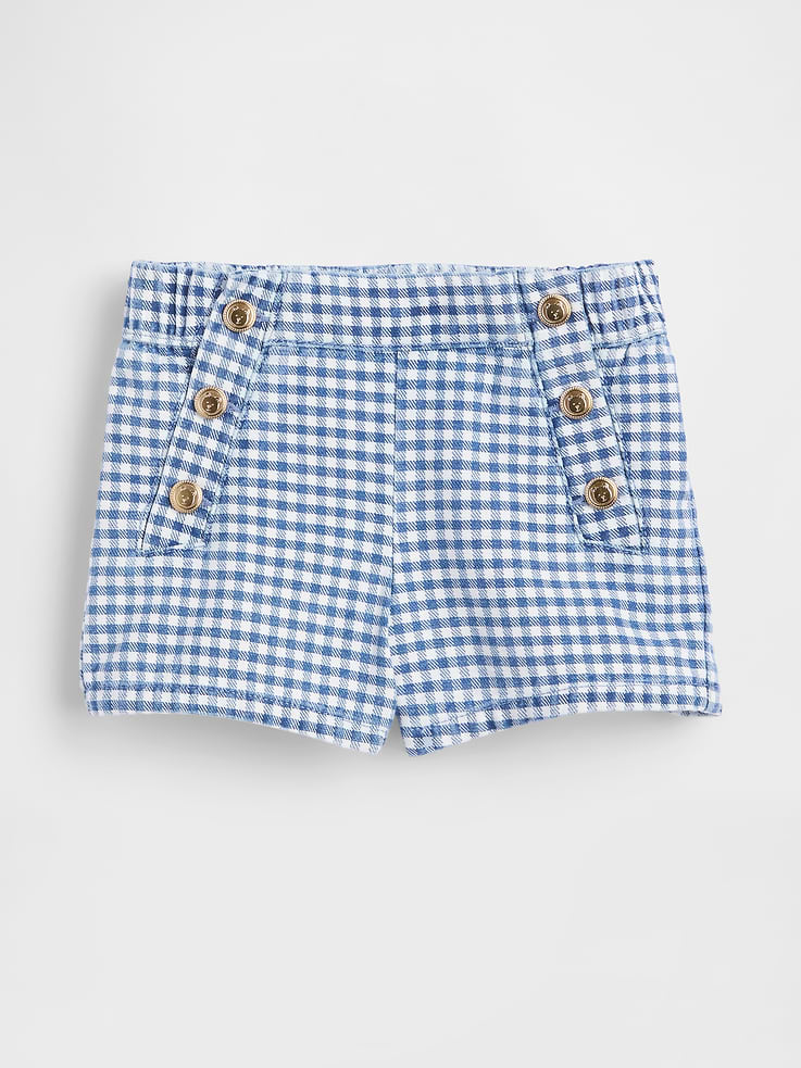 Image number 2 showing, Baby & Toddler Sailor Gingham Denim Pull-On Shorts