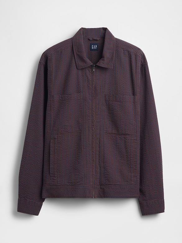 Seersucker Zip Shirt Jacket