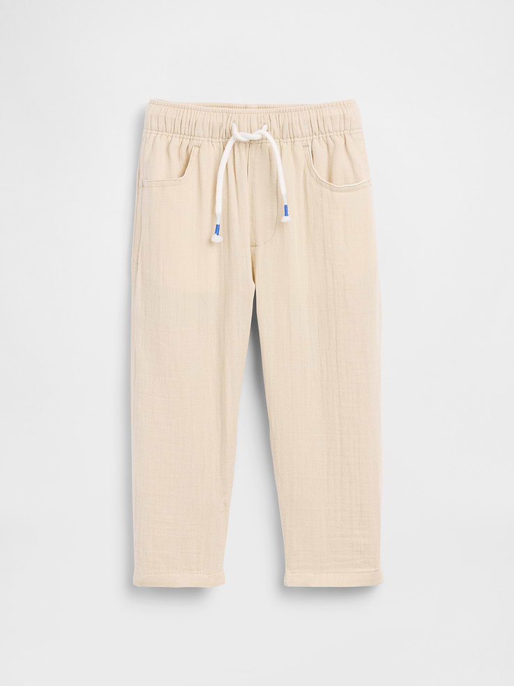 L'image numéro 3 présente Pantalon coupe baril à taille extensible en gaze de coton pour Bébé et Tout-petit