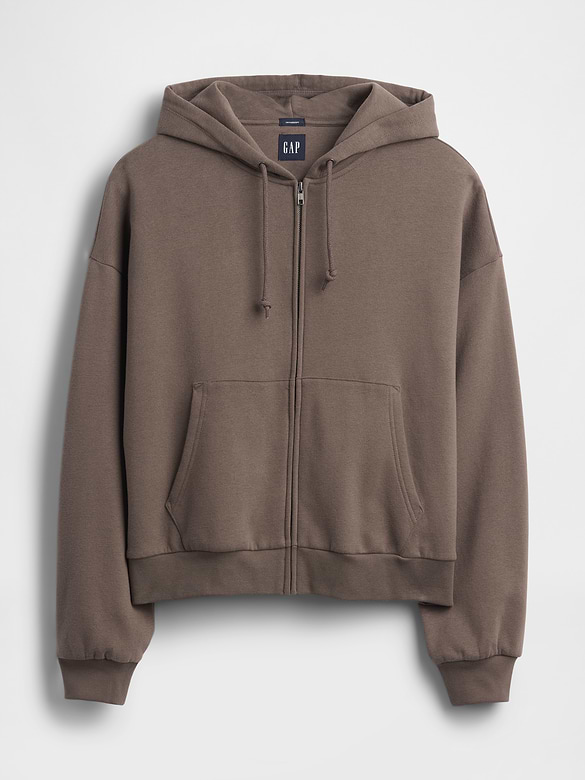 VintageSoft Oversized Crop Zip Hoodie
