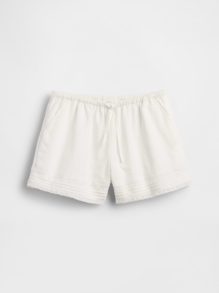 Image number 2 showing, Kids Linen-Cotton Lace-Trim Easy Shorts