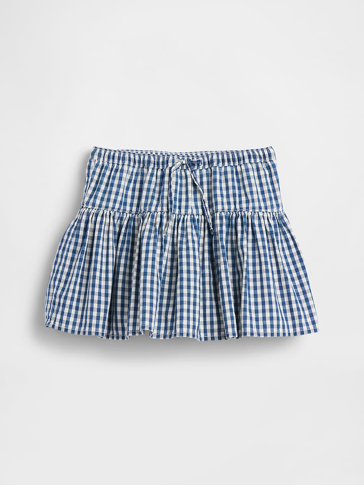 Image number 2 showing, Kids Gingham Denim Tiered Skort