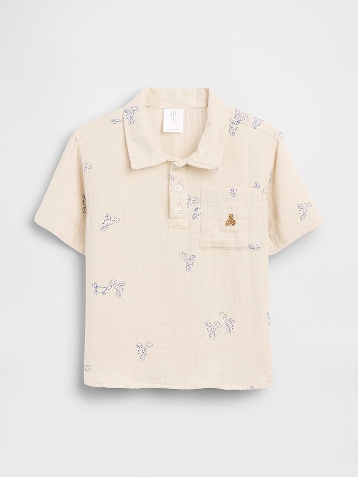 Image number 2 showing, Baby & Toddler Cotton Gauze Print Polo Shirt
