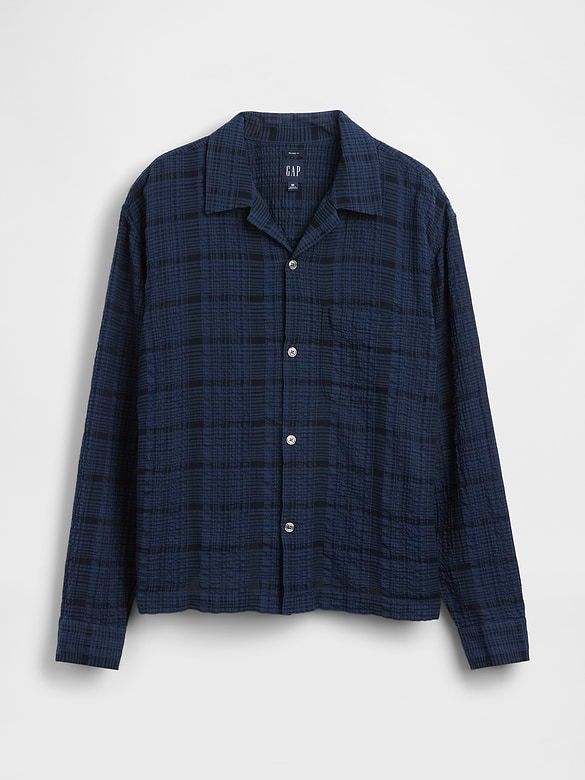 Relaxed Straight-Hem Seersucker Shirt