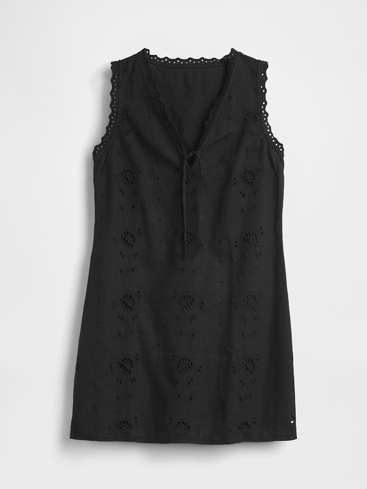 Image number 5 showing, Linen-Blend Embroidered Mini Shift Dress
