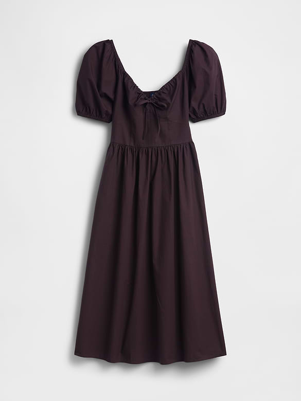 Puff-Sleeve Corset Maxi Dress