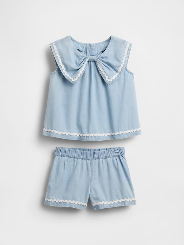 Baby & Toddler Denim Bow Outfit Set
