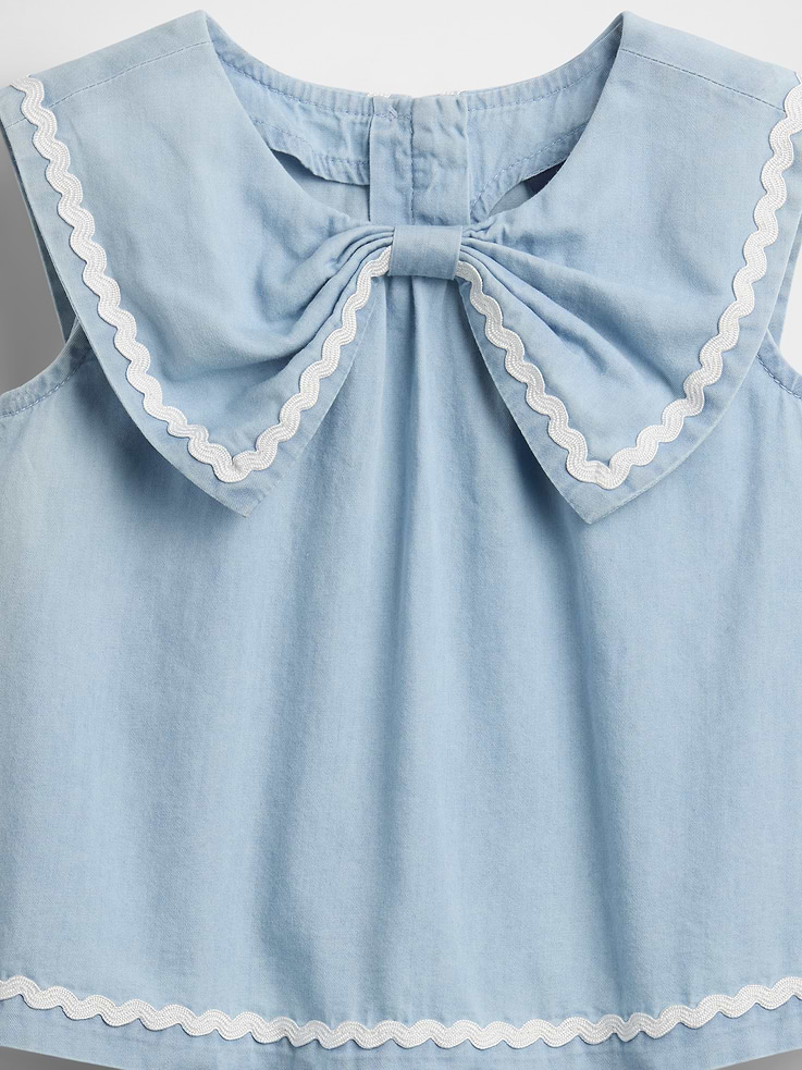 Image number 4 showing, Baby & Toddler Denim Bow Outfit Set