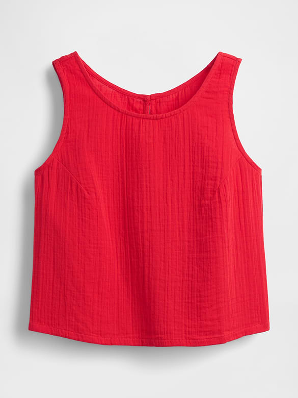 Cotton Gauze Racer Shell Tank Top
