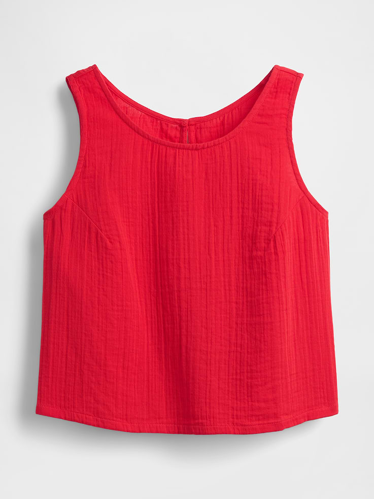 Image number 5 showing, Cotton Gauze Racer Shell Tank Top