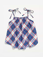 Image number 2 showing, Sleeveless Tie-Shoulder Plaid Top for Girls