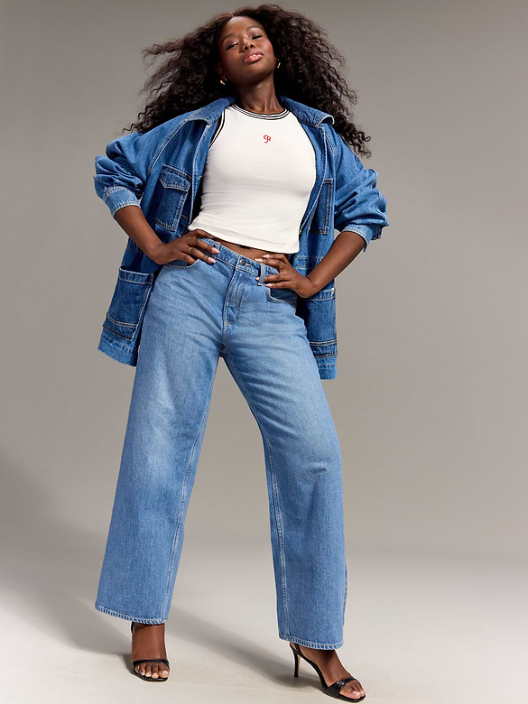 Old Navy x Christopher John Rogers Mid-Rise Side Stripe Baggy Wide-Leg Jeans