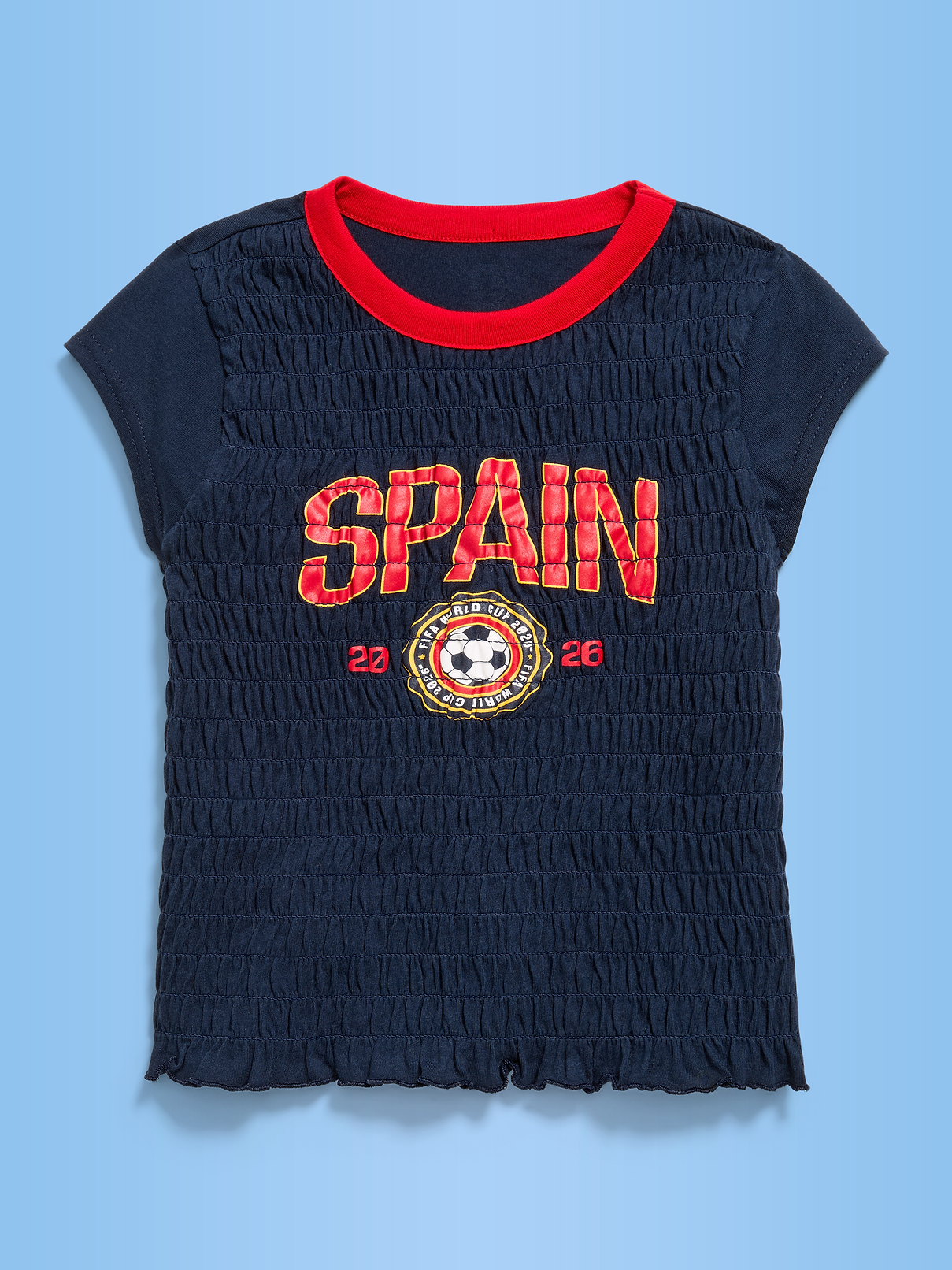 Image number 1 showing, FIFA World Cup 26™ Spain Smocked Graphic T-Shirt for Girls