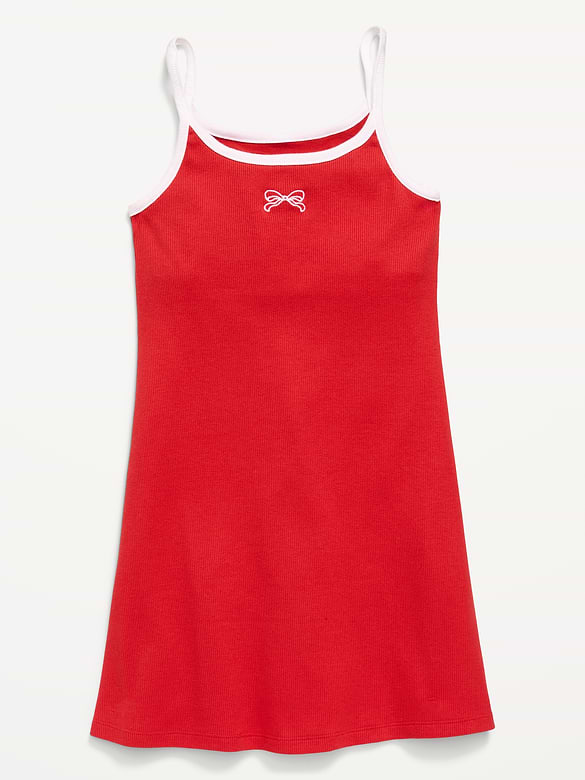 Fitted Sleeveless Ribbed Swing Dress for Girls