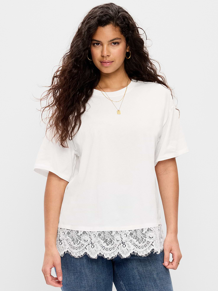 Image number 5 showing, Oversized Lace Hem T-Shirt