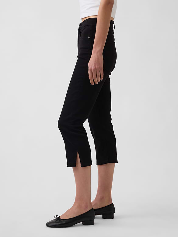 High Rise Cropped Capri Jeans