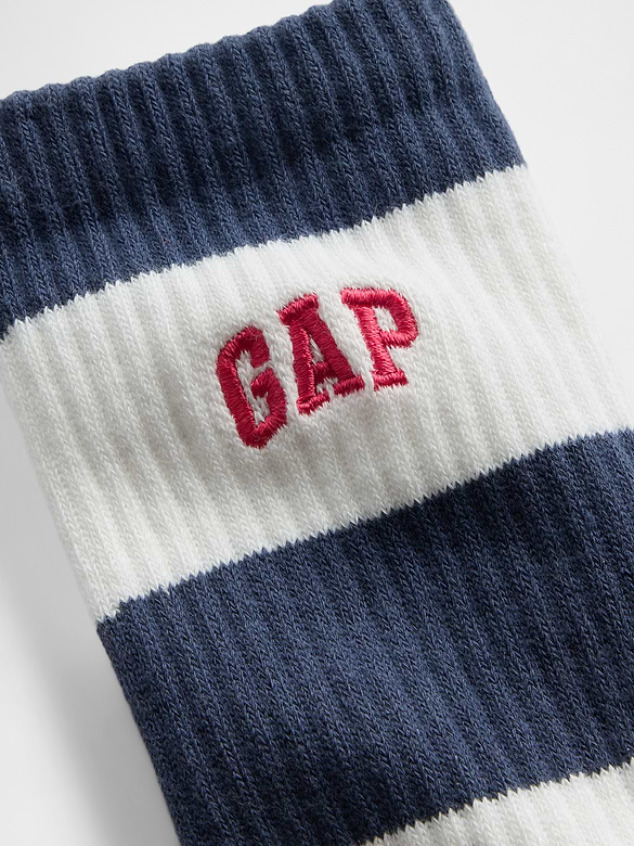Rugby Stripe Logo Crew Socks