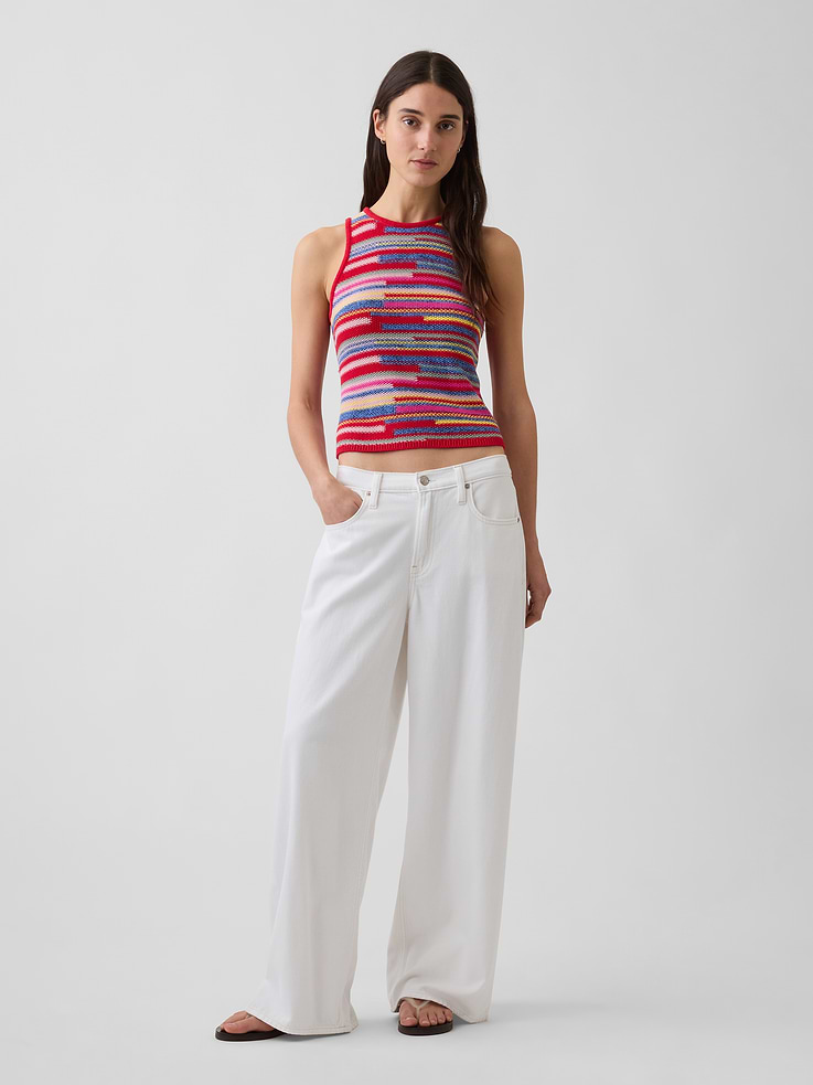 Image number 2 showing, 100% Cotton Stripe Crop Sweater Tank