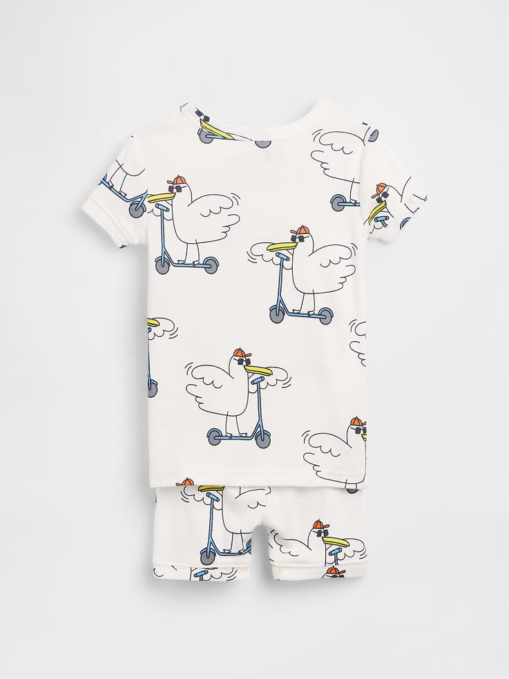Image number 2 showing, Baby & Toddler Organic Brushed Cotton Scooter Seagull PJ Short Set