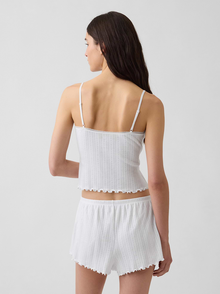 Image number 3 showing, Pointelle Lettuce-Hem PJ Cami