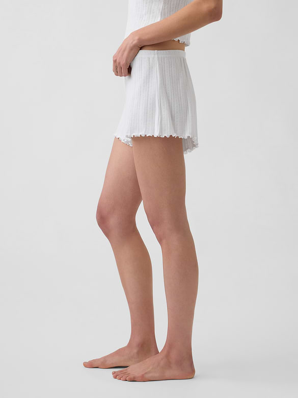 Pointelle Lettuce-Hem PJ Shorts
