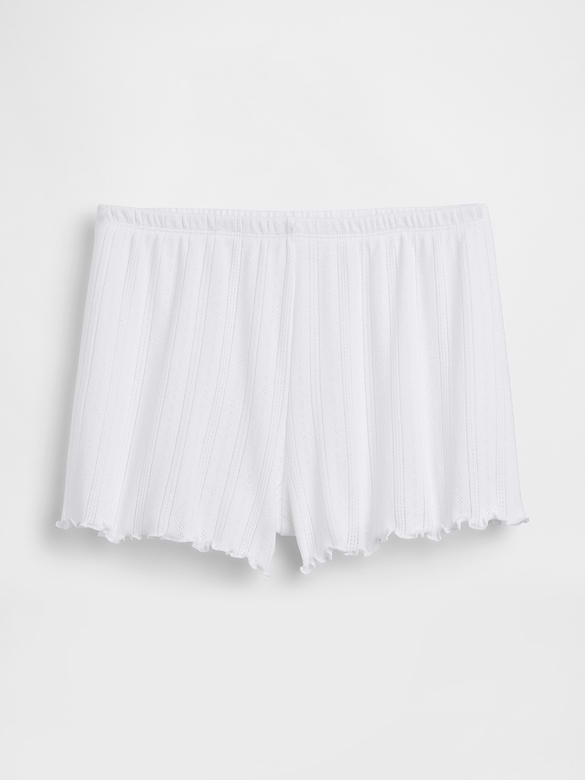 Pointelle Lettuce-Hem PJ Shorts