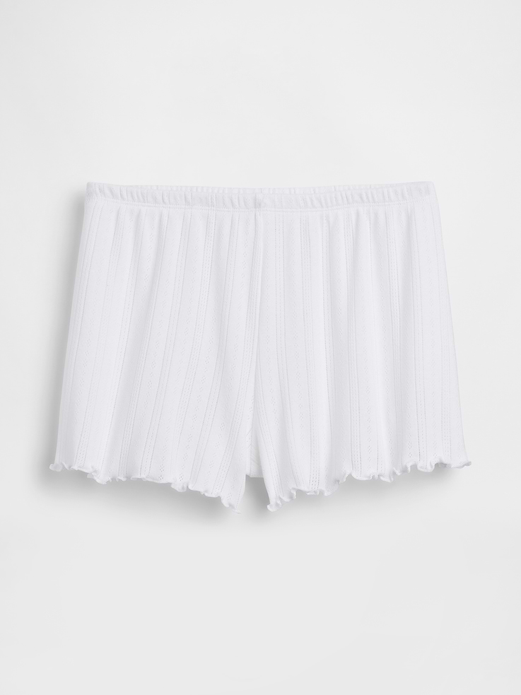 Image number 6 showing, Pointelle Lettuce-Hem PJ Shorts