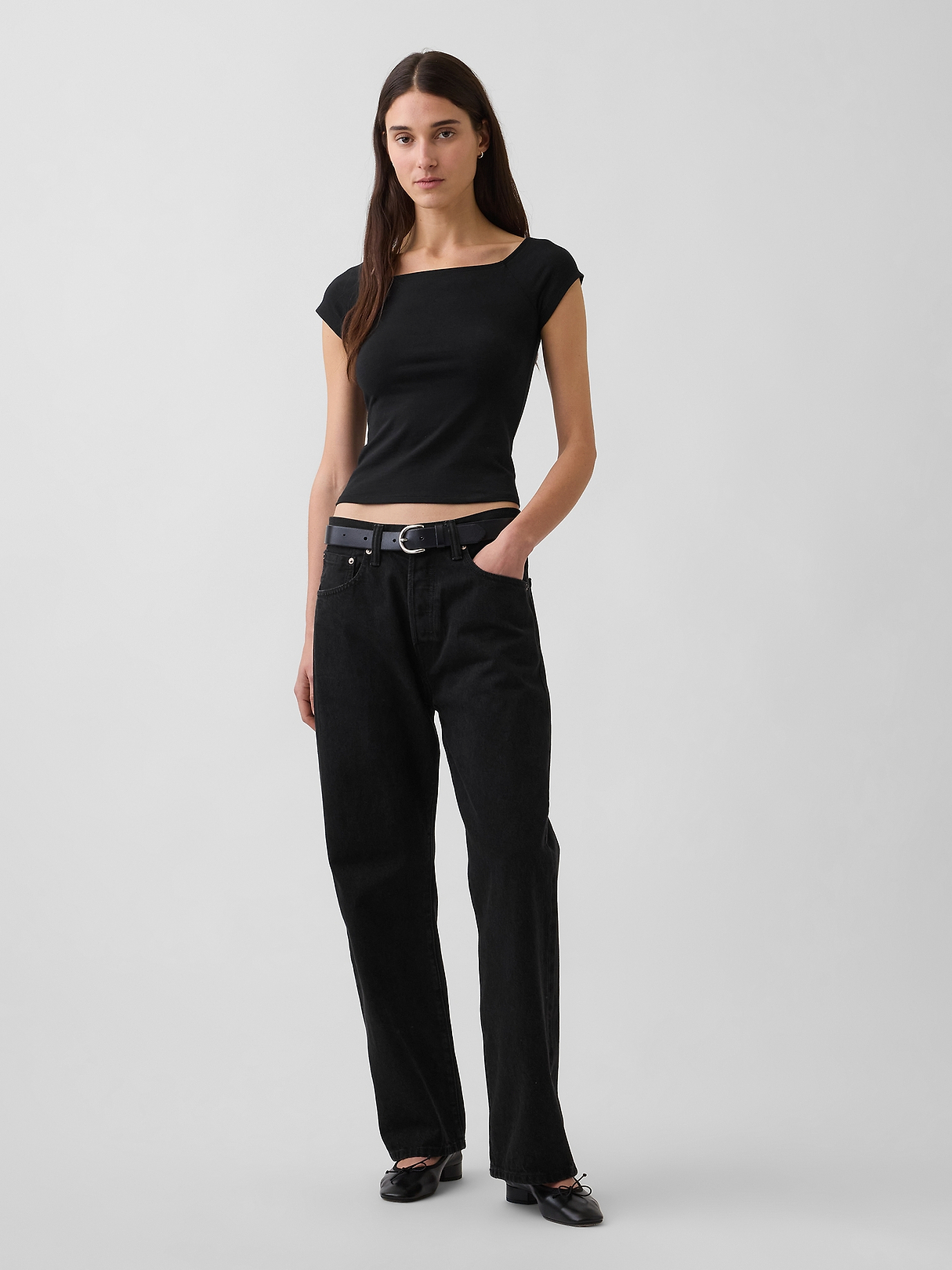 CloseKnit Jersey Off-Shoulder Crop T-Shirt | Gap