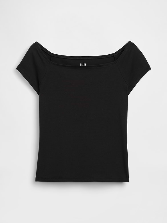 CloseKnit Jersey Off-Shoulder Crop T-Shirt