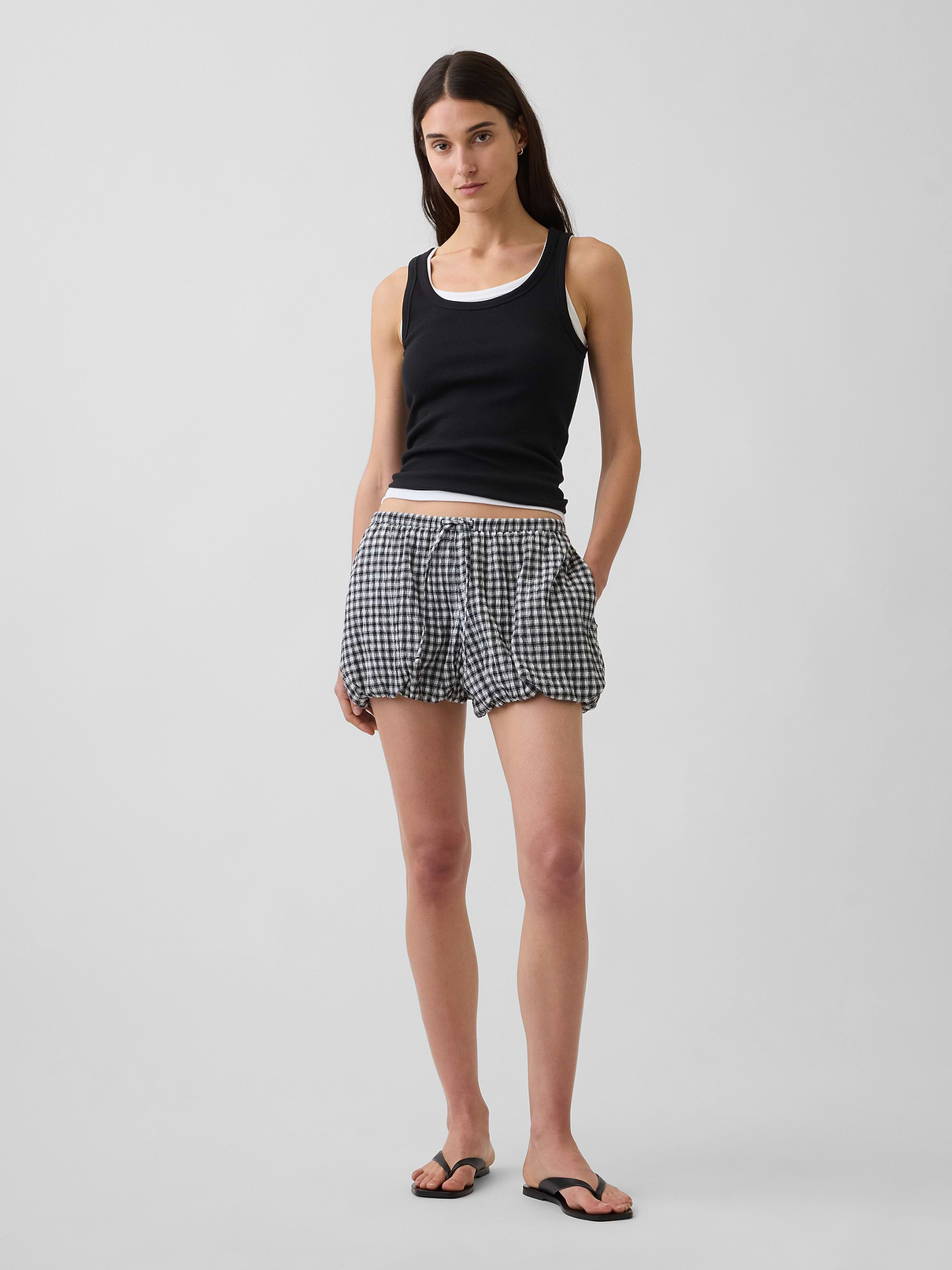 Short bouffant confort à motif guingan