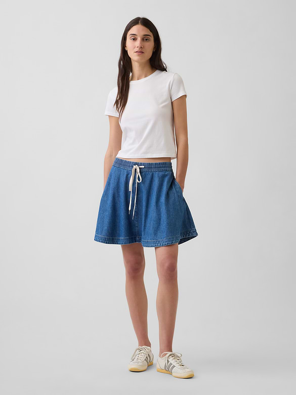 UltraSoft Denim Easy Mini Skirt