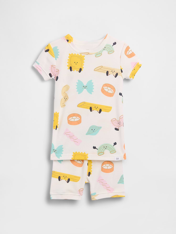 Image number 1 showing, Baby & Toddler Organic Brushed Cotton Pasta PJ Short Set