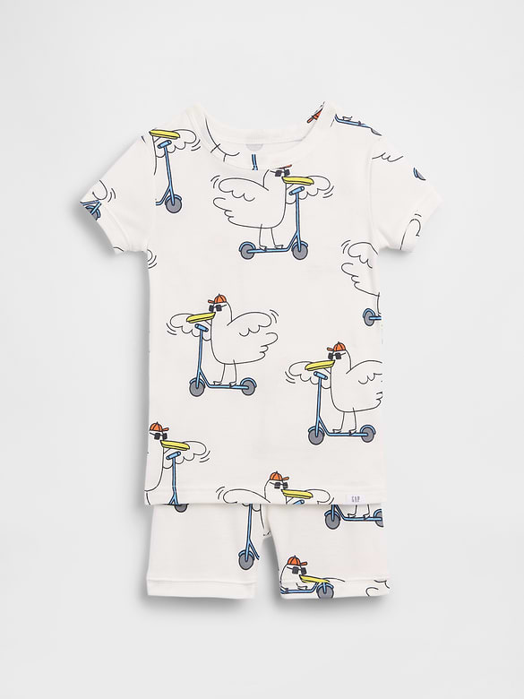 Baby & Toddler Organic Brushed Cotton Scooter Seagull PJ Short Set