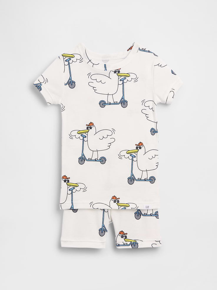 Image number 1 showing, Baby & Toddler Organic Brushed Cotton Scooter Seagull PJ Short Set