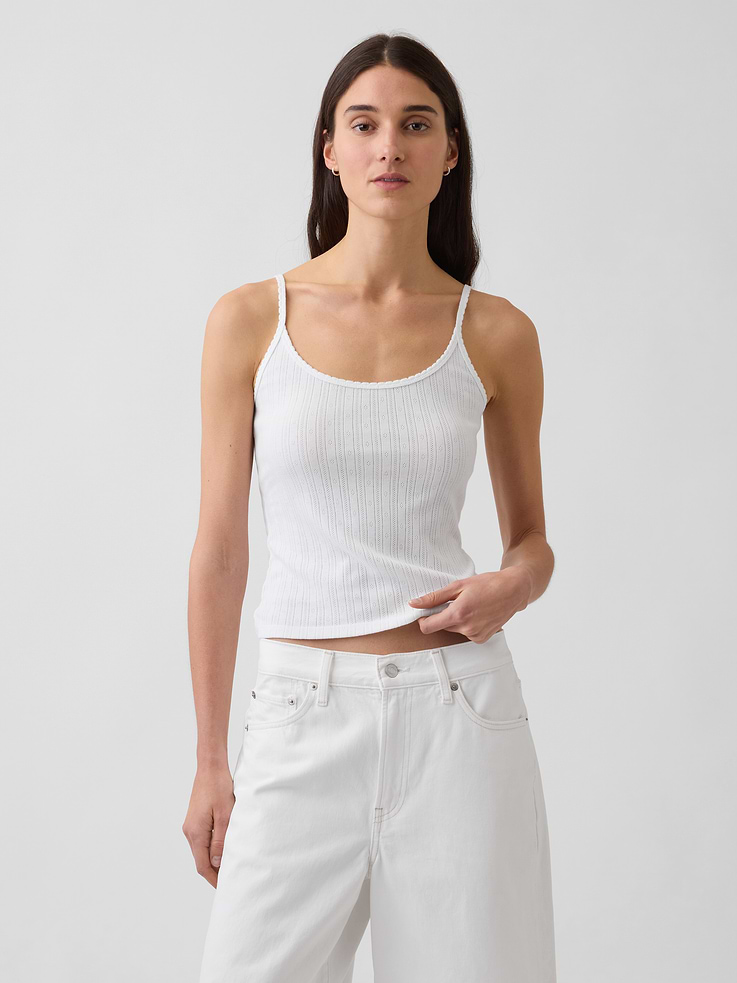 Image number 1 showing, Pointelle Crop Cami