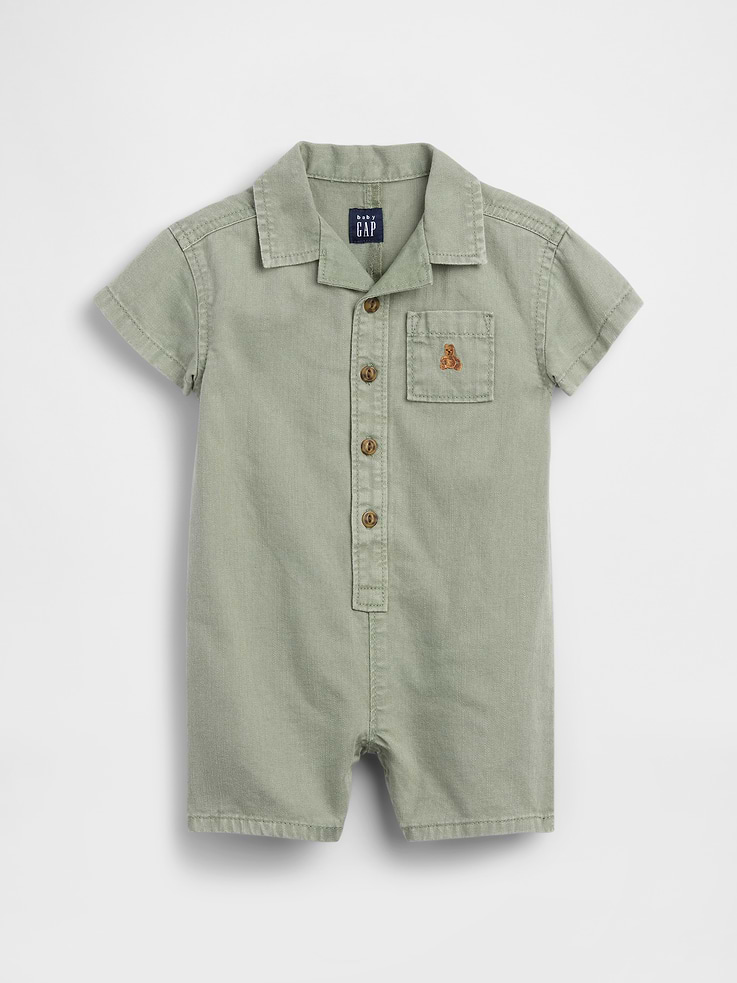 Image number 1 showing, Baby Denim Pocket Shorty One-Piece