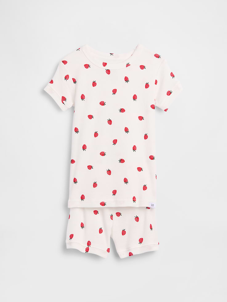Image number 1 showing, Baby & Toddler Organic Brushed Cotton Strawberry PJ Short Set